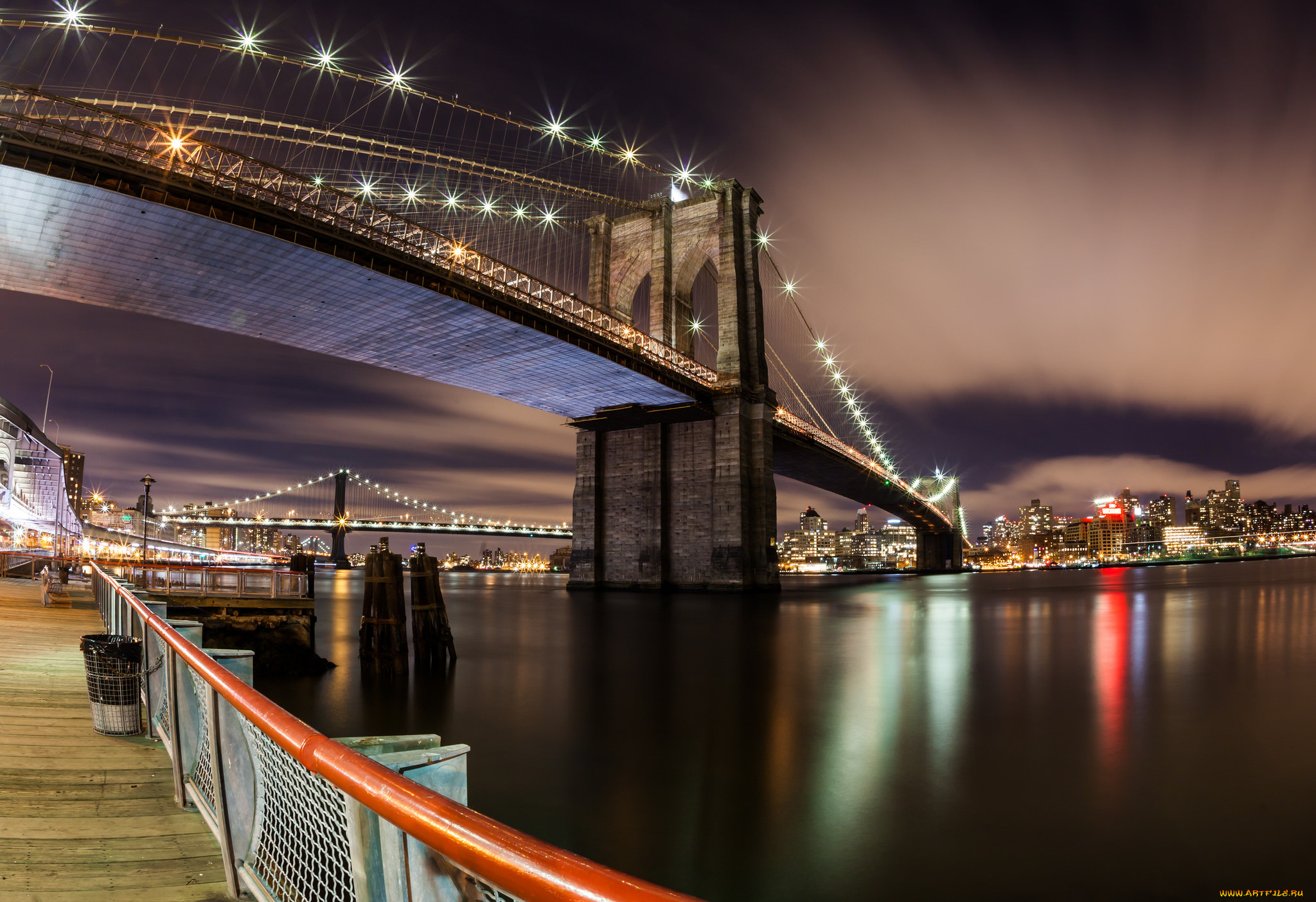 brooklyn bridge at night, , - , , , 